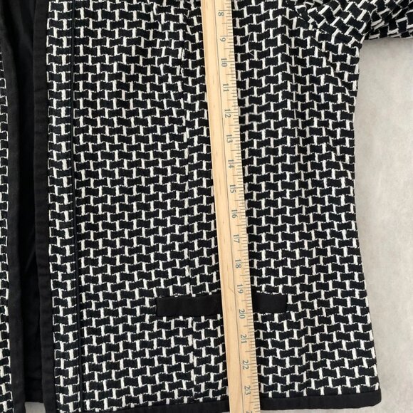 CJ Banks Womens Black & White Open Front Geometric Print Jacket Plus Size 2X - Picture 7 of 9